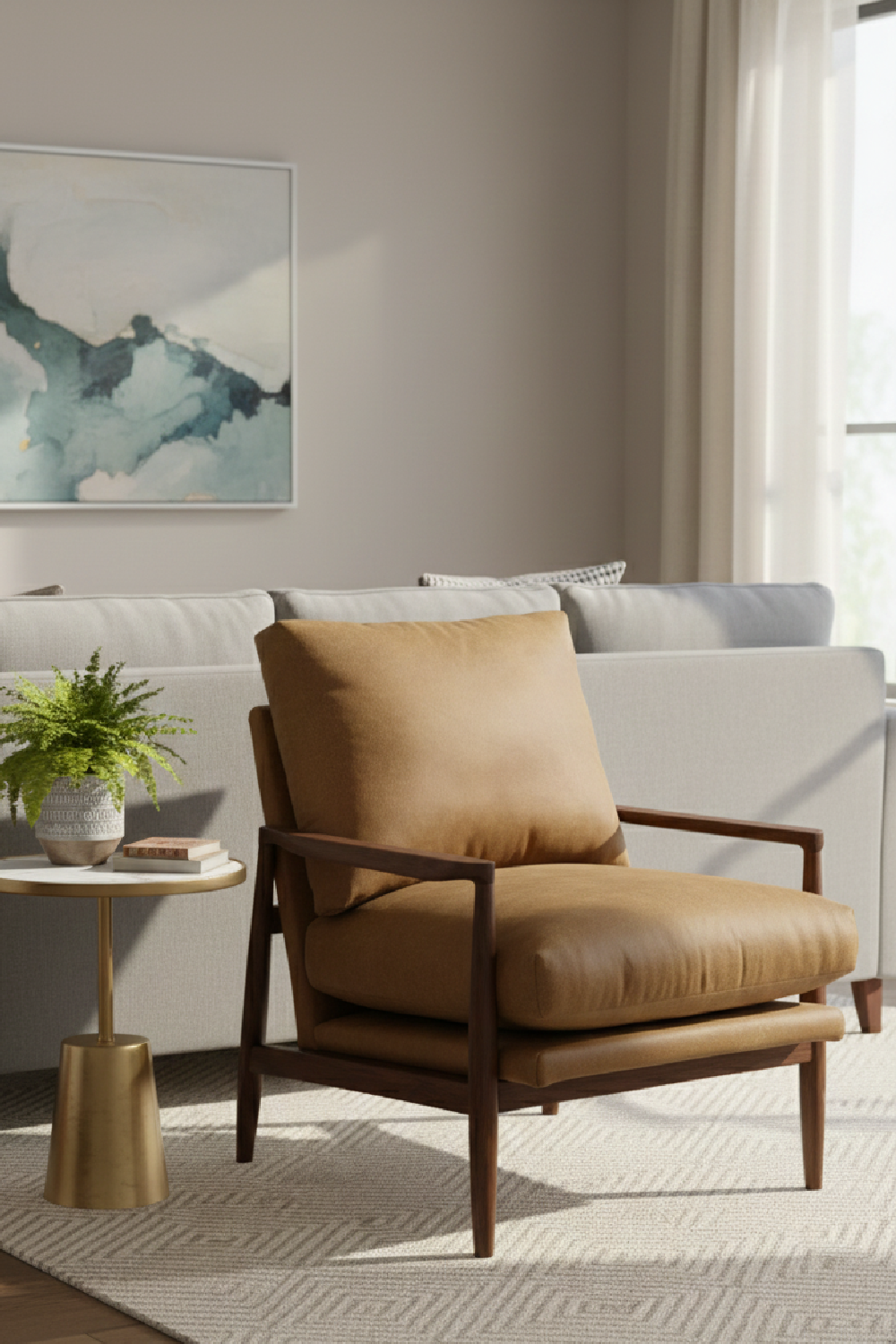 Walnut Framed Leather Accent Chair | Novi Living Arturo | Oroa.com