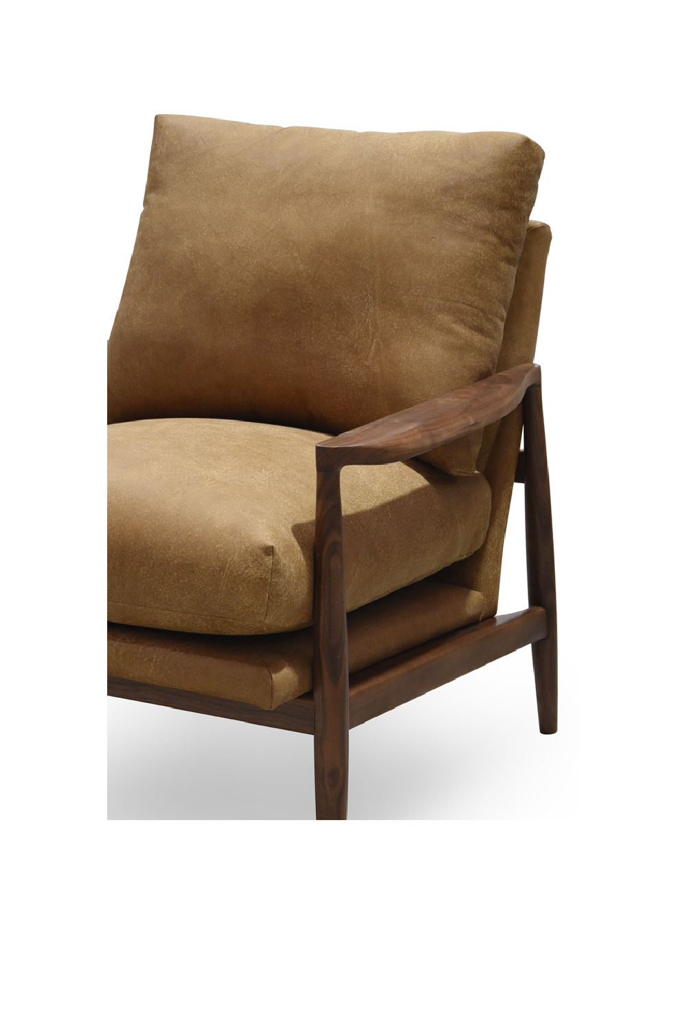Modern European furniture - Walnut Framed Leather Accent Chair - www.oroa.com