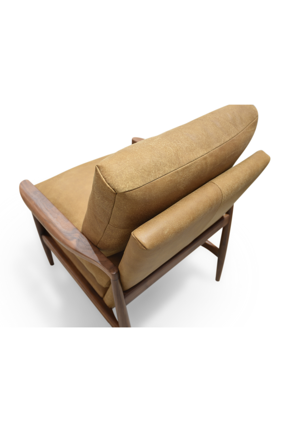 Modern European furniture - Walnut Framed Leather Accent Chair - www.oroa.com