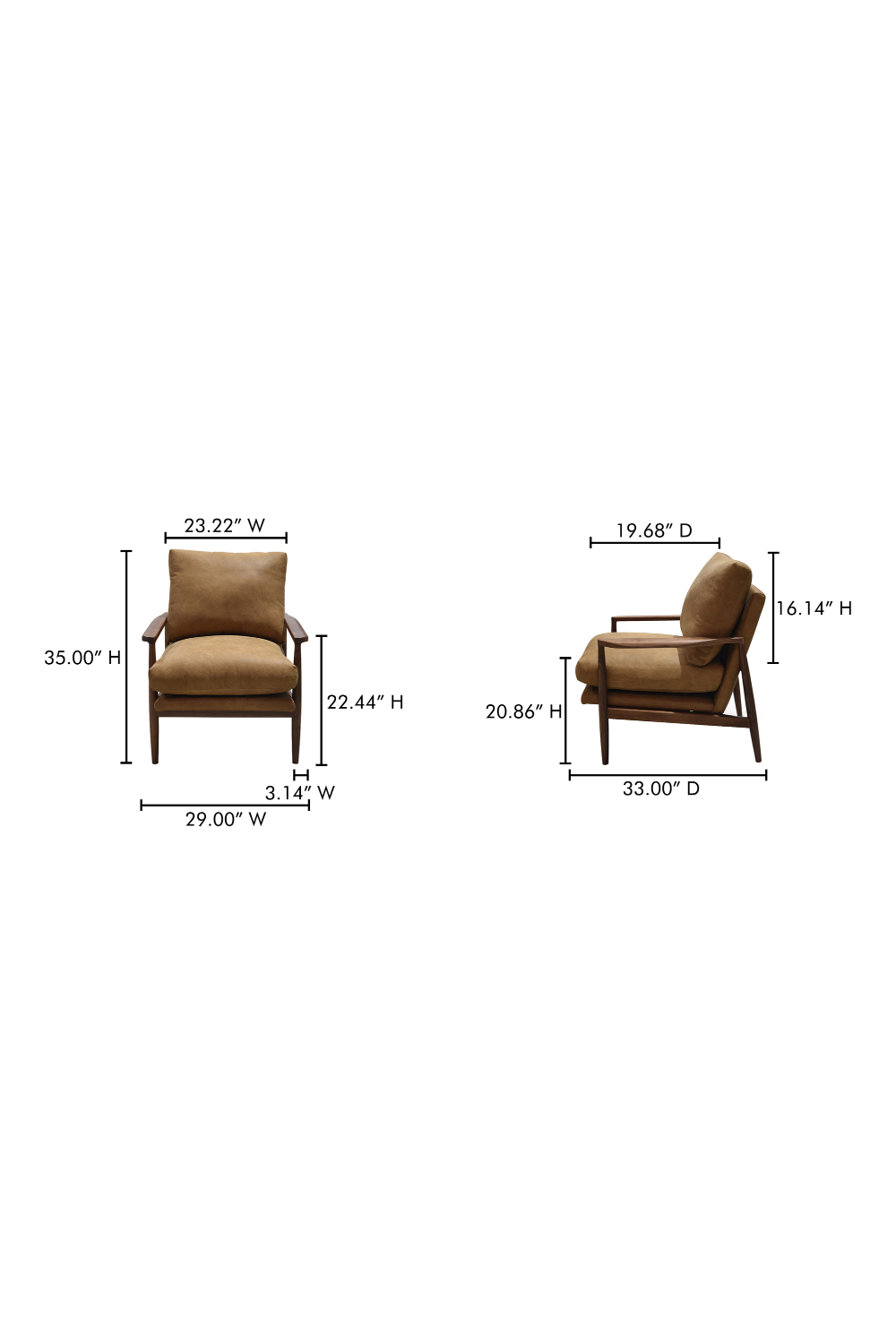 Modern European furniture - Walnut Framed Leather Accent Chair - www.oroa.com
