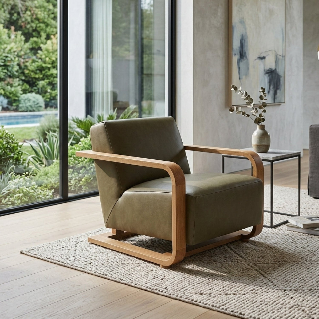 Modern European furniture - Oak Framed Lounge Chair - www.oroa.com