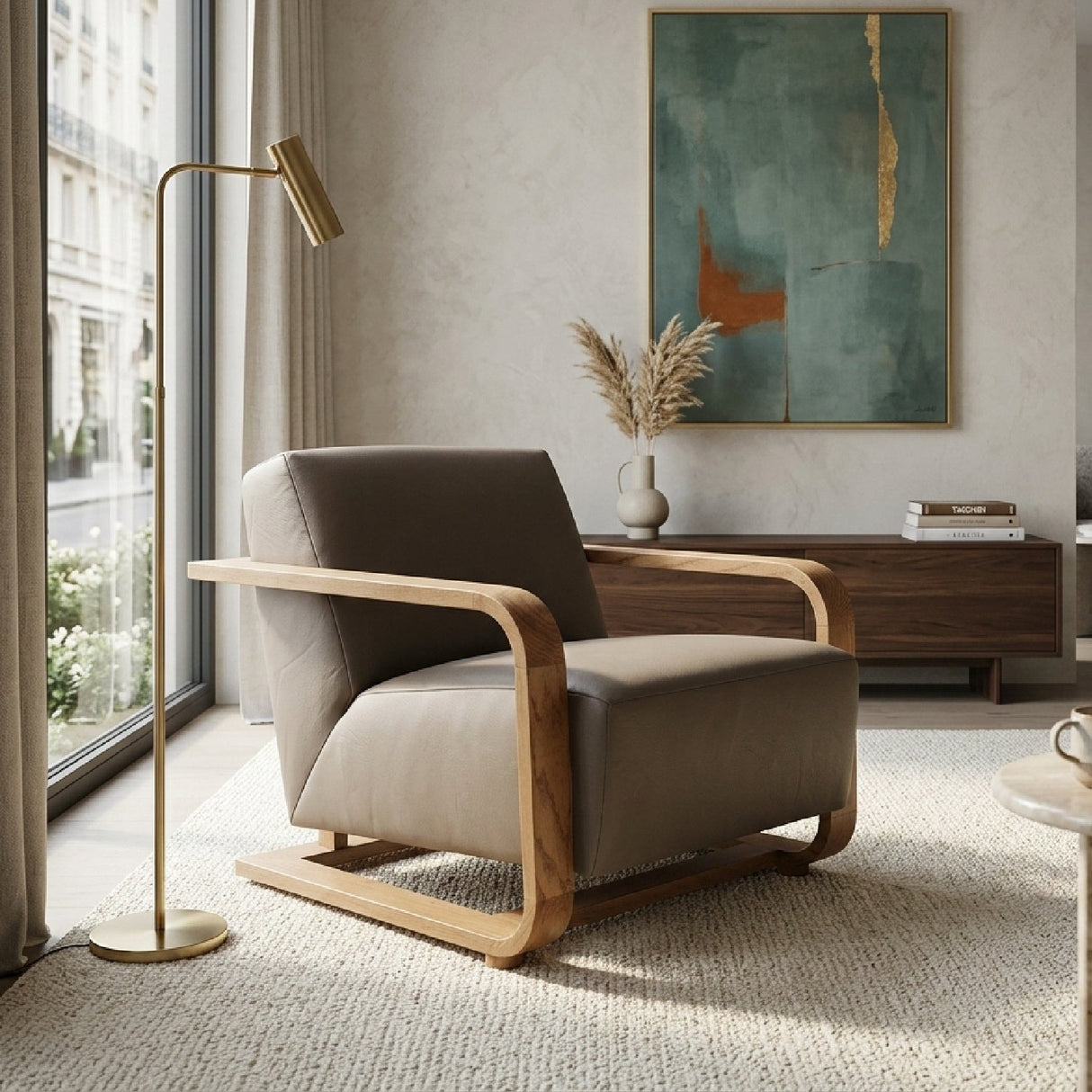 Modern European furniture - Oak Framed Lounge Chair - www.oroa.com