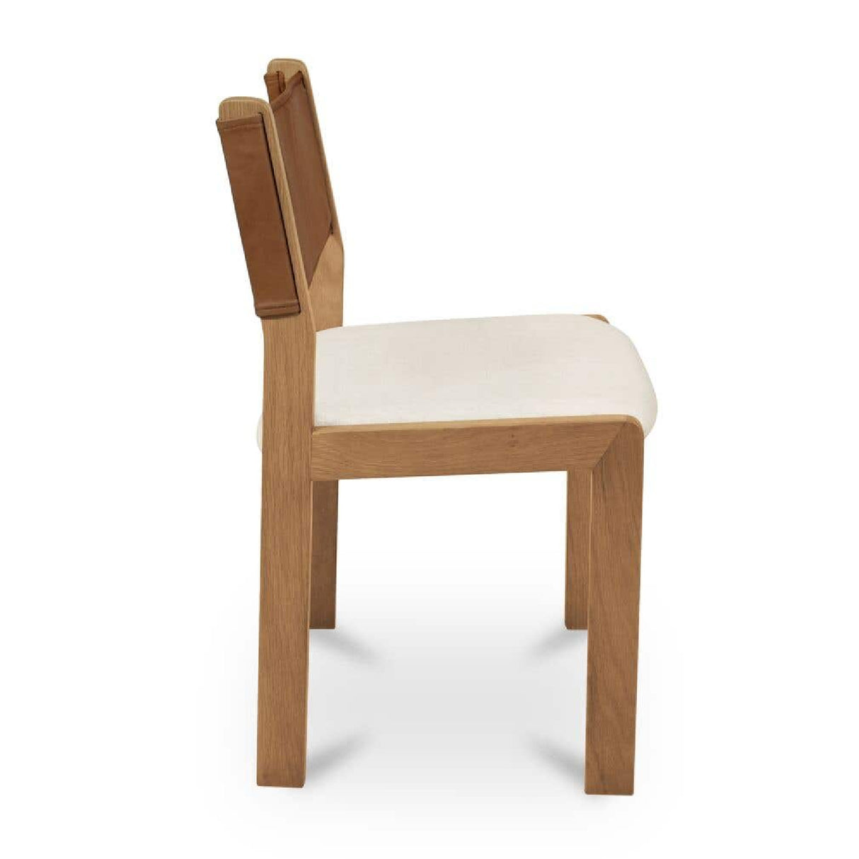 Modern or European furniture - Oak Framed Tan Leather Dining Chairs (2) - www.oroa.com