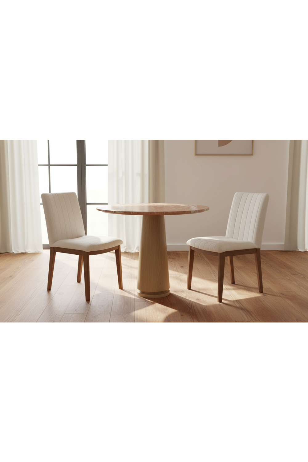 Modern European furniture - Cream Padded Dining Chairs (2) - www.oroa.com