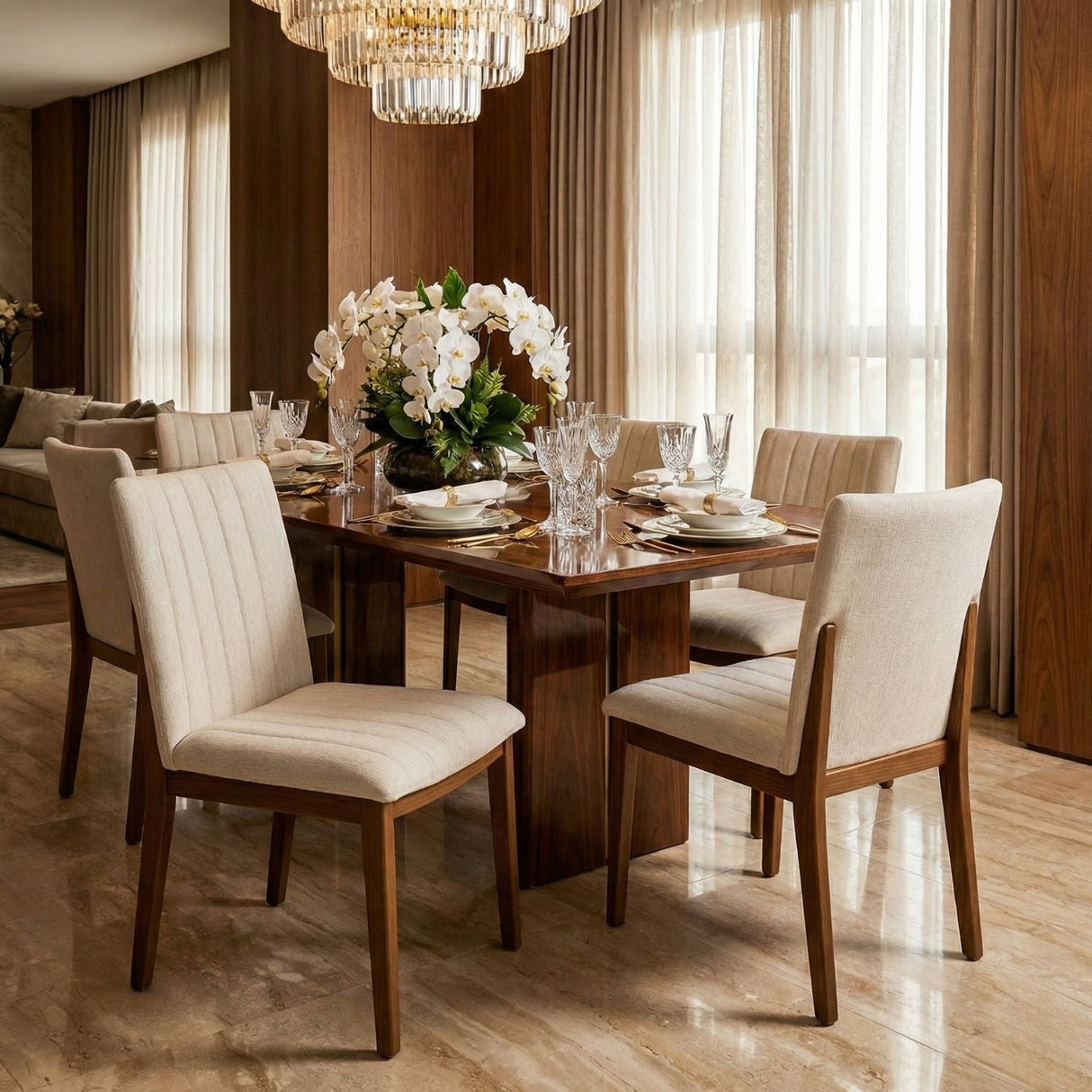 Modern European furniture - Cream Padded Dining Chairs (2) - www.oroa.com
