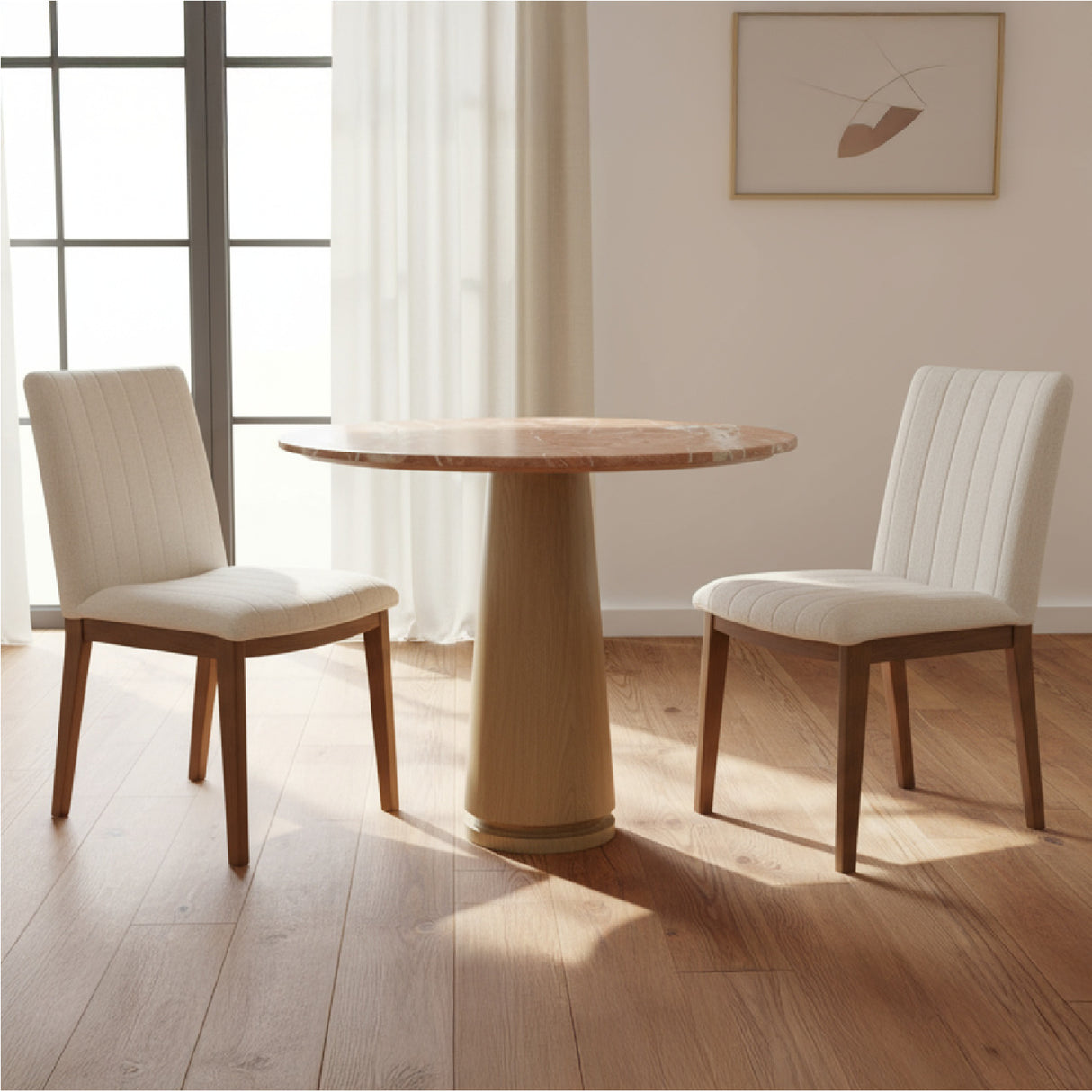 Modern European furniture - Cream Padded Dining Chairs (2) - www.oroa.com