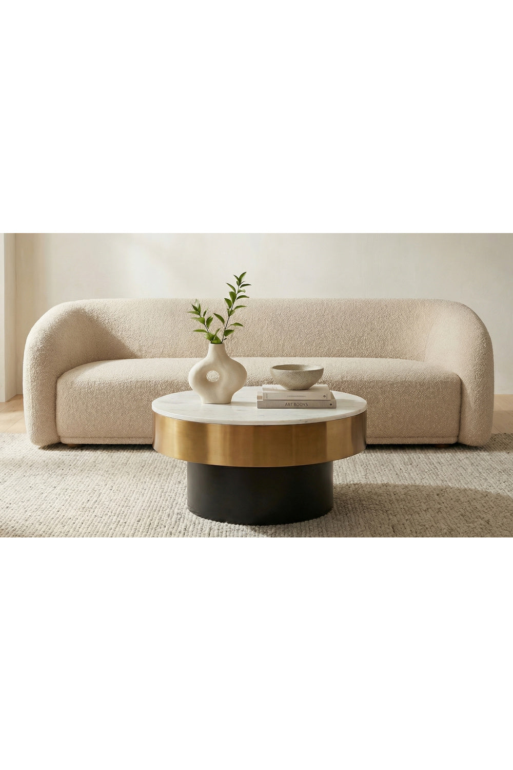 Modern European furniture - Gold Rimmed Marble Coffee Table - www.oroa.com