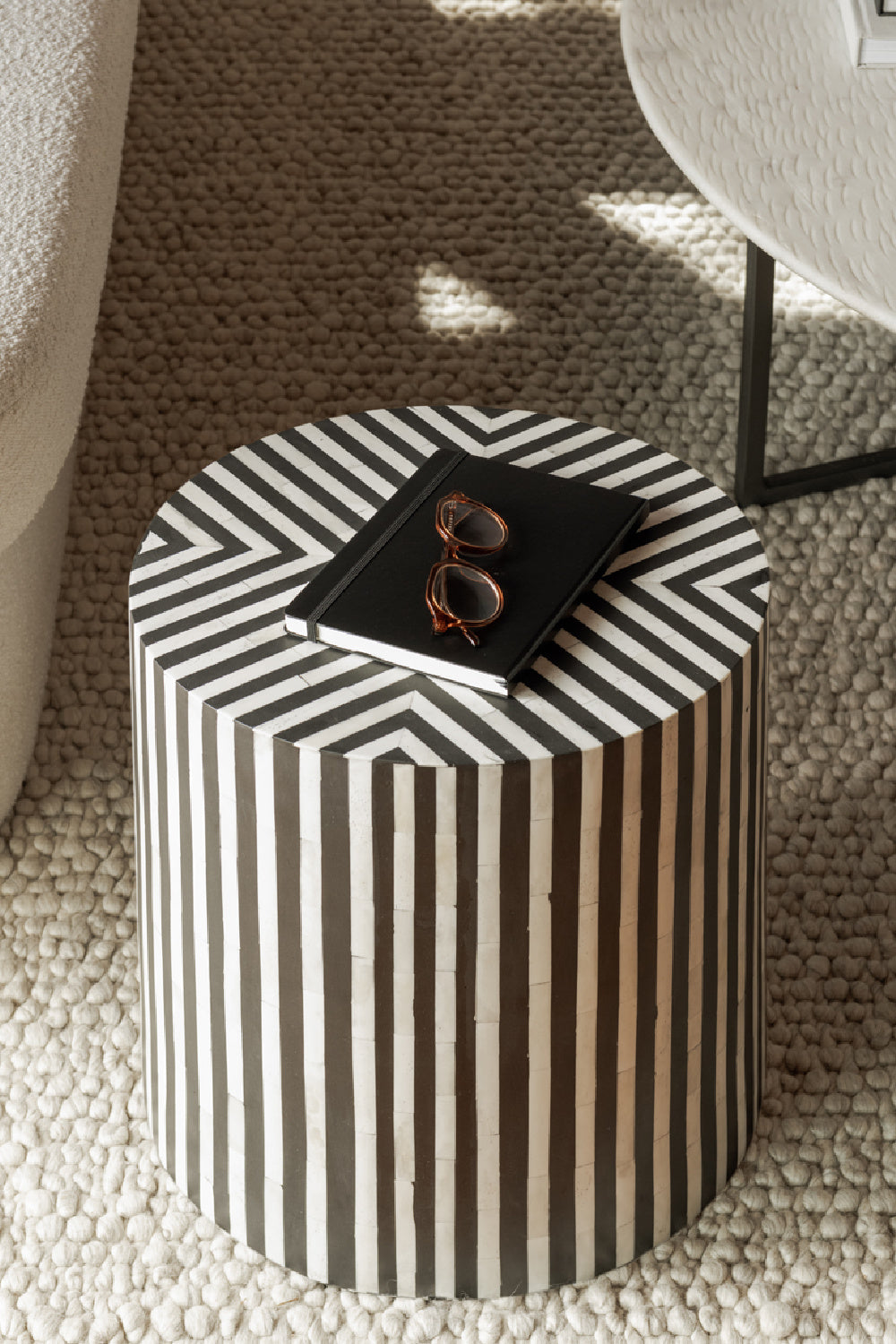 Modern European furniture - Black & White Patterned Side Table - www.oroa.com