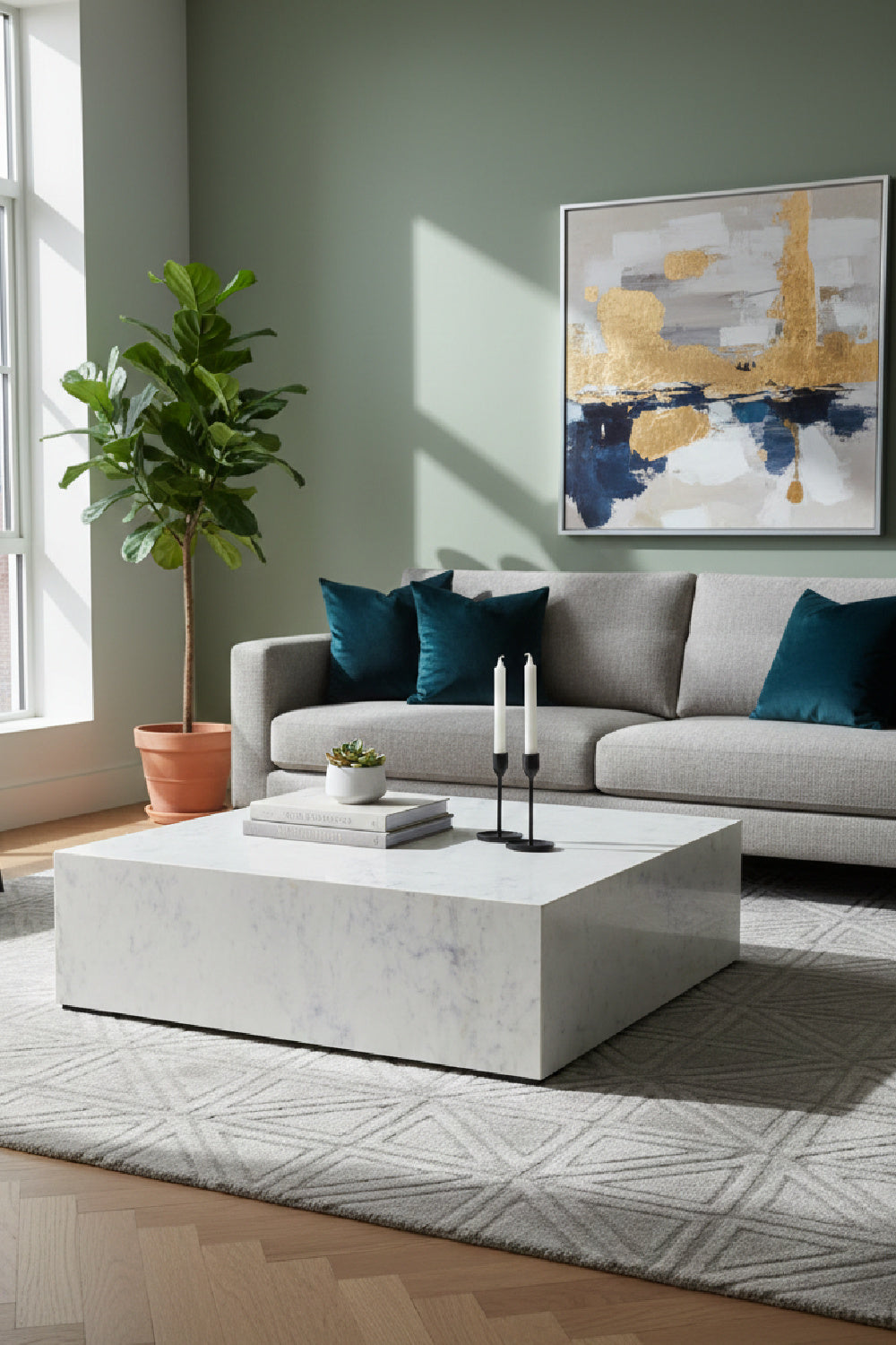 Square White Marble Coffee Table | Novi Living Nash | Oroa.com