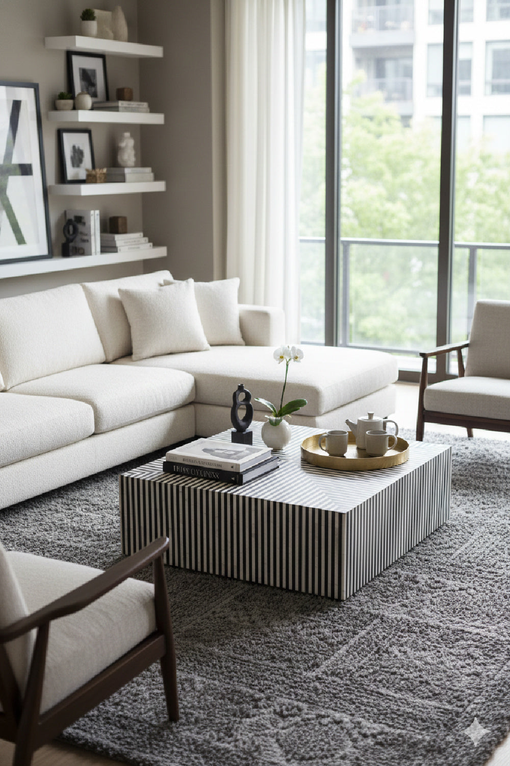 Black & White Bone Coffee Table | Novi Living Terning | Oroa.com