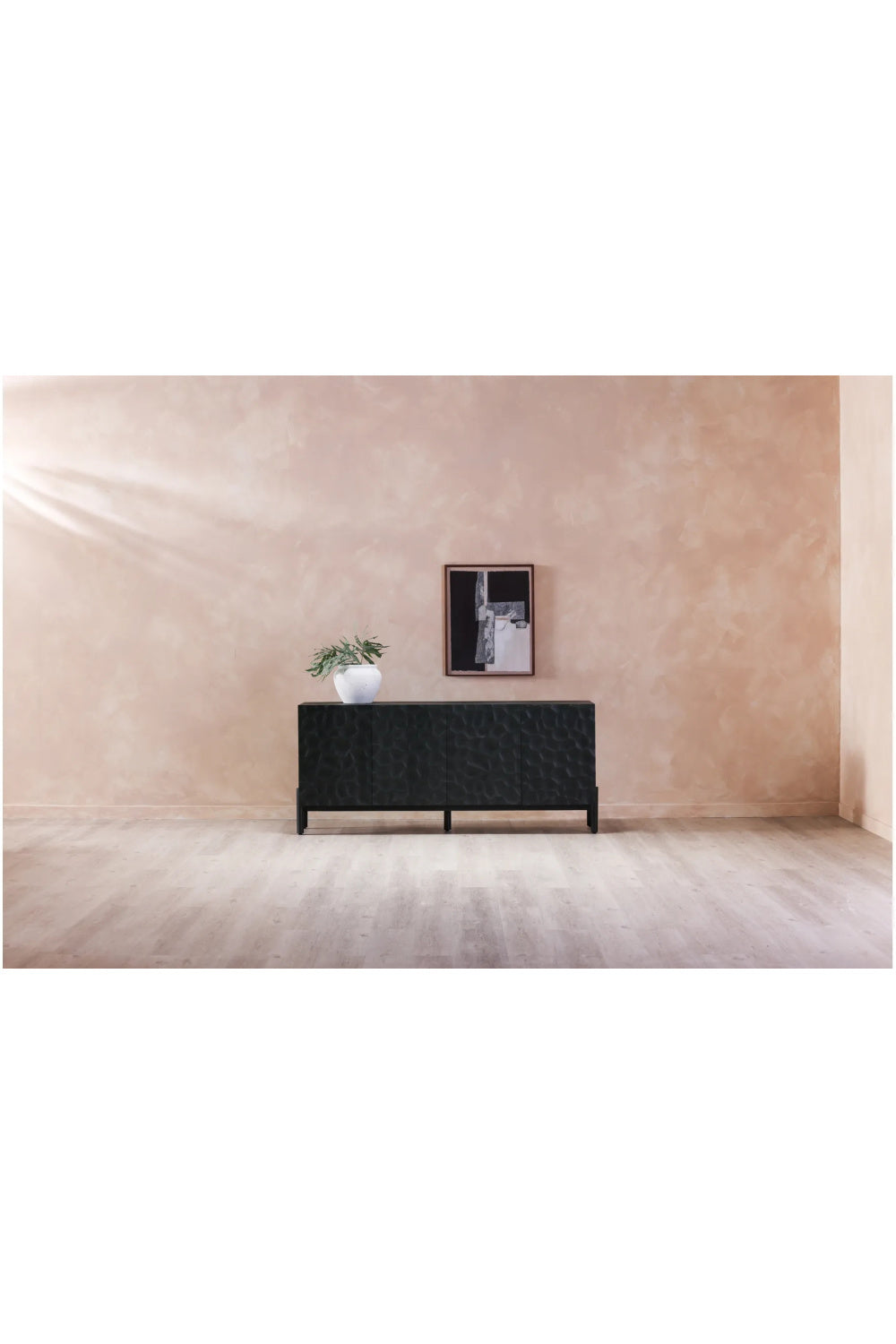 Modern European furniture - Black Oak Chiseled 4-Door Sideboard - www.oroa.com