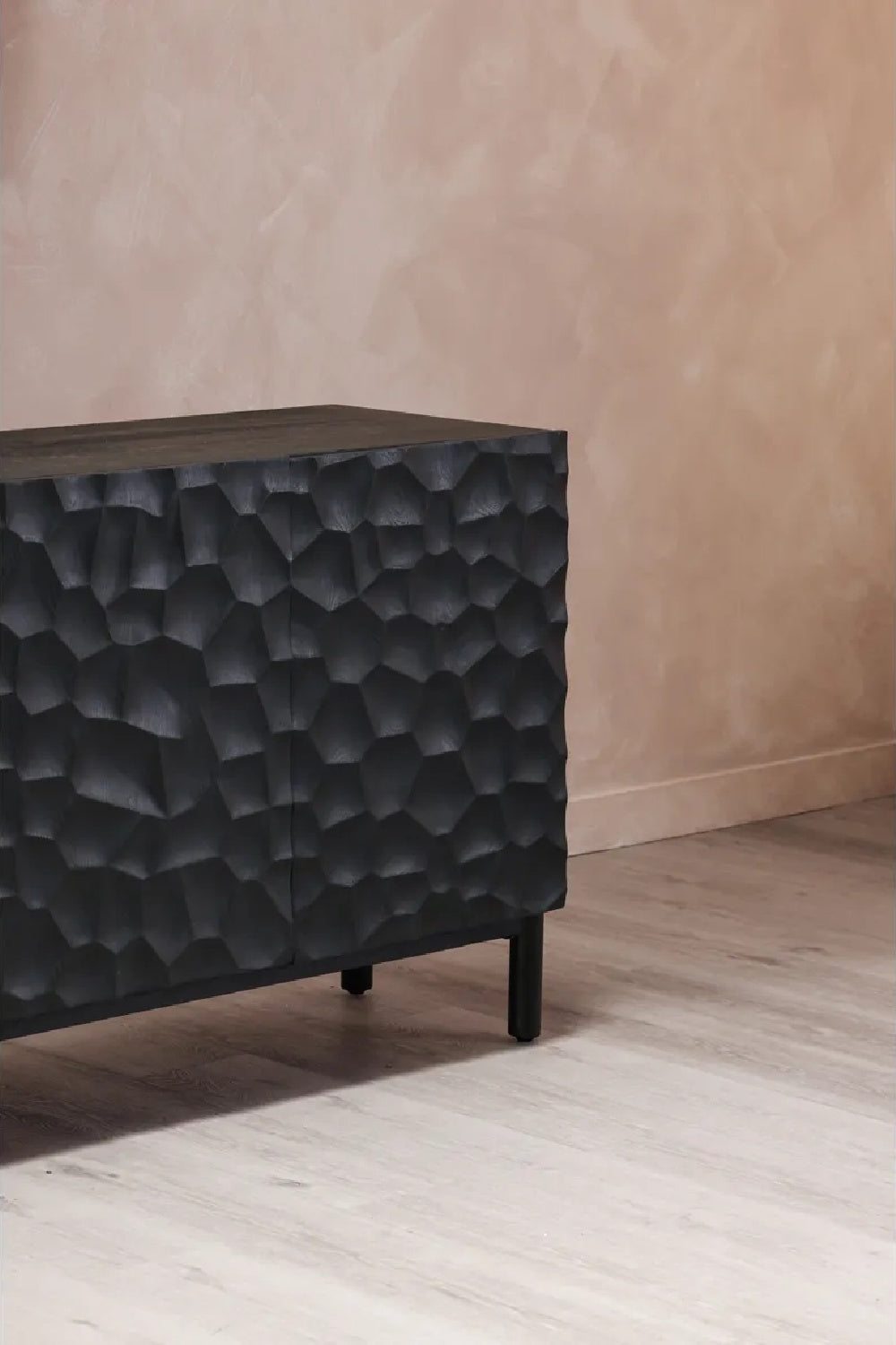 Modern European furniture - Black Oak Chiseled 4-Door Sideboard - www.oroa.com