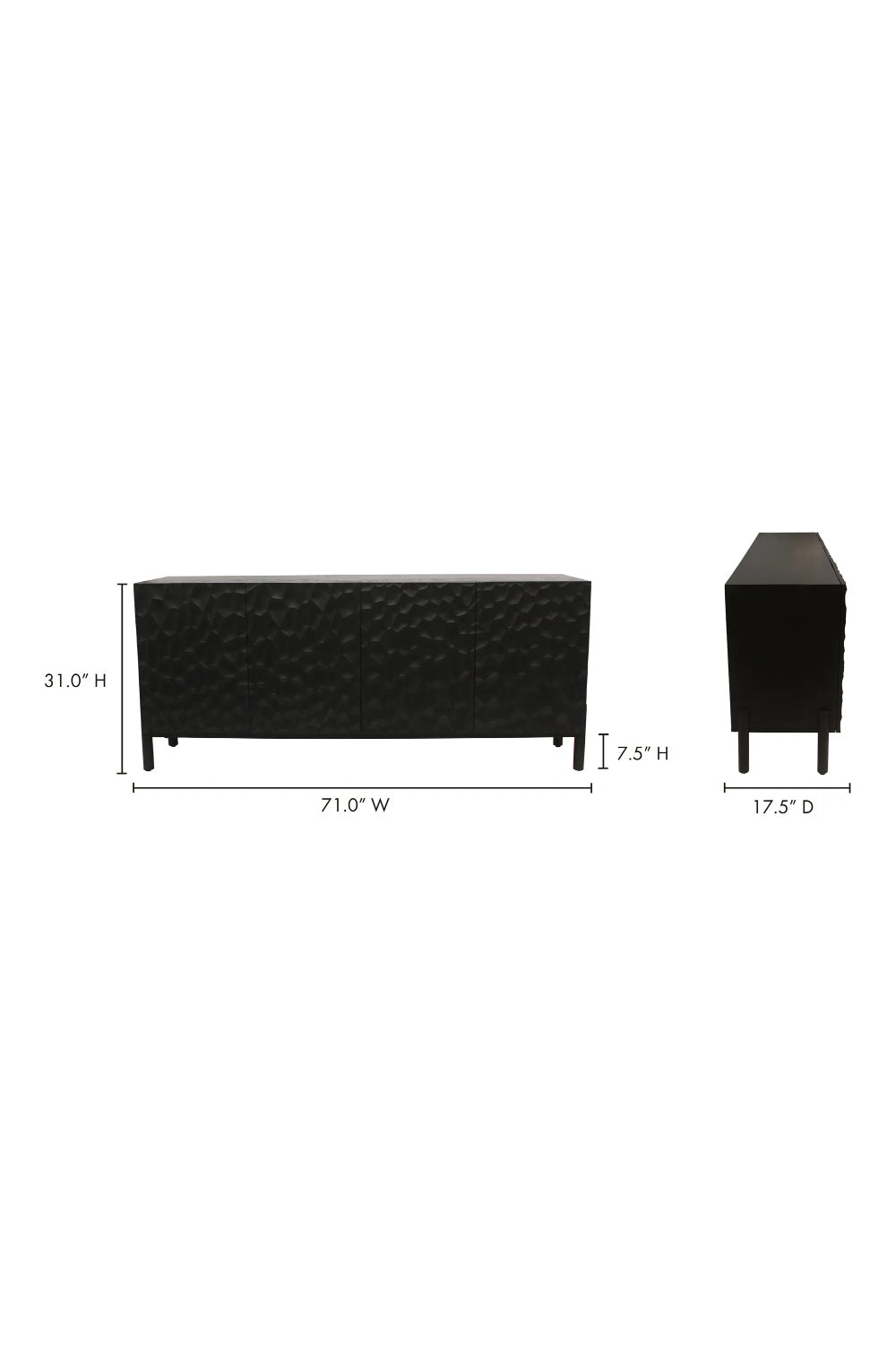 Modern European furniture - Black Oak Chiseled 4-Door Sideboard - www.oroa.com