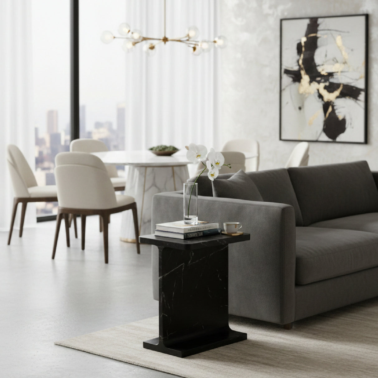 Modern European furniture - Marble I-Beam Accent Table - www.oroa.com | Oroa.com