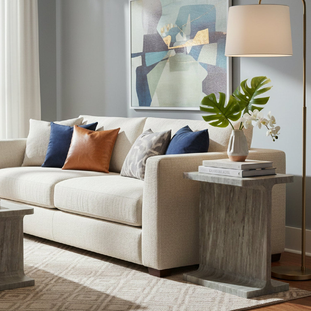 Modern European furniture - Marble I-Beam Accent Table - www.oroa.com