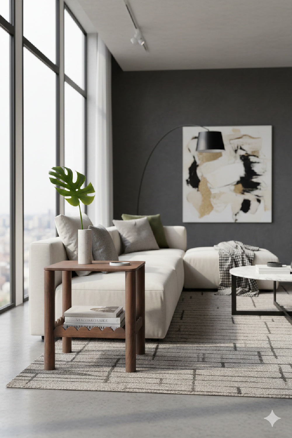 Modern European furniture - Scalloped Edge Brown Side Table - www.oroa.com