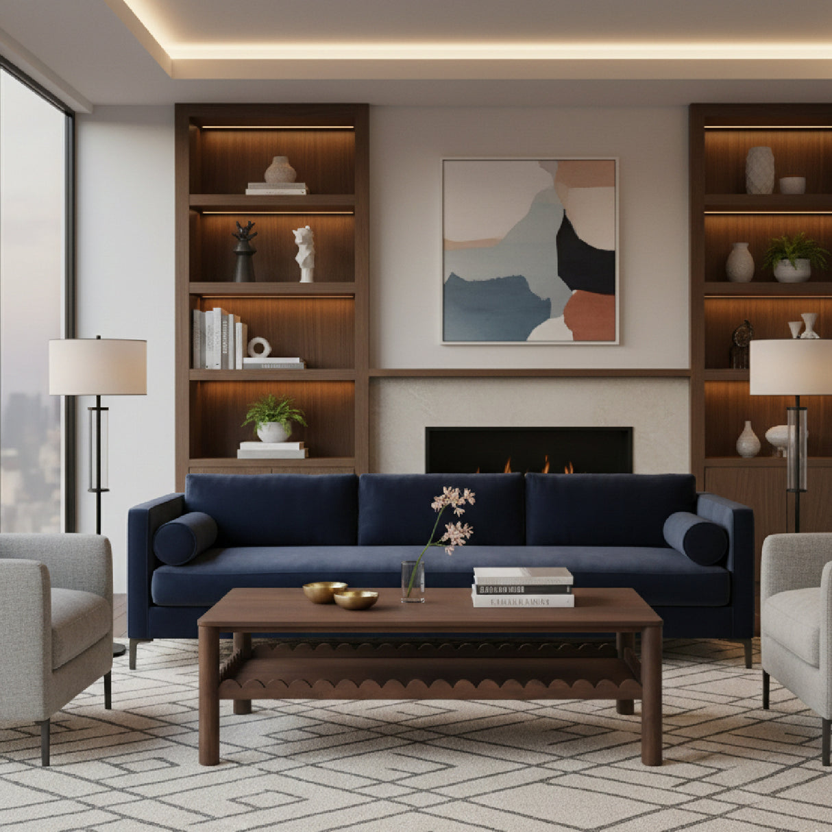 Modern European furniture - Wooden Scalloped Coffee Table - www.oroa.com