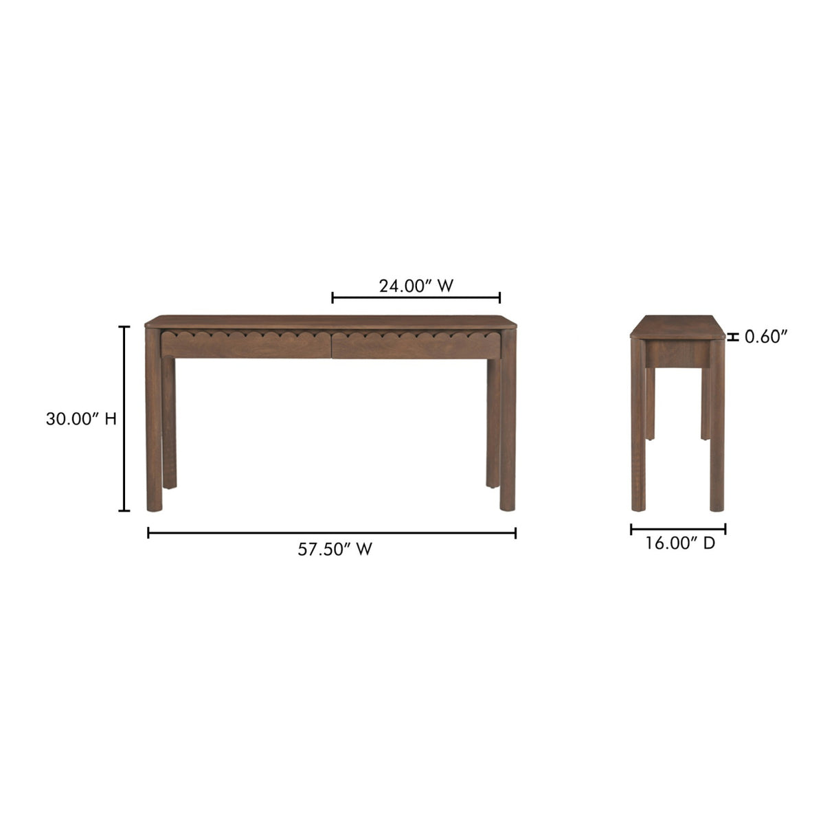 Modern European furniture - Wooden Scalloped 2-Drawer Console Table - www.oroa.com