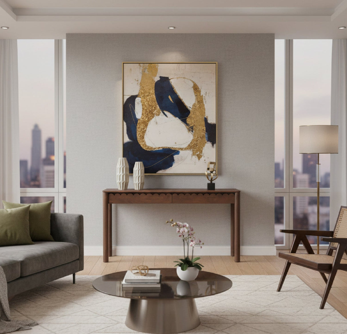 Modern European furniture - Wooden Scalloped 2-Drawer Console Table - www.oroa.com