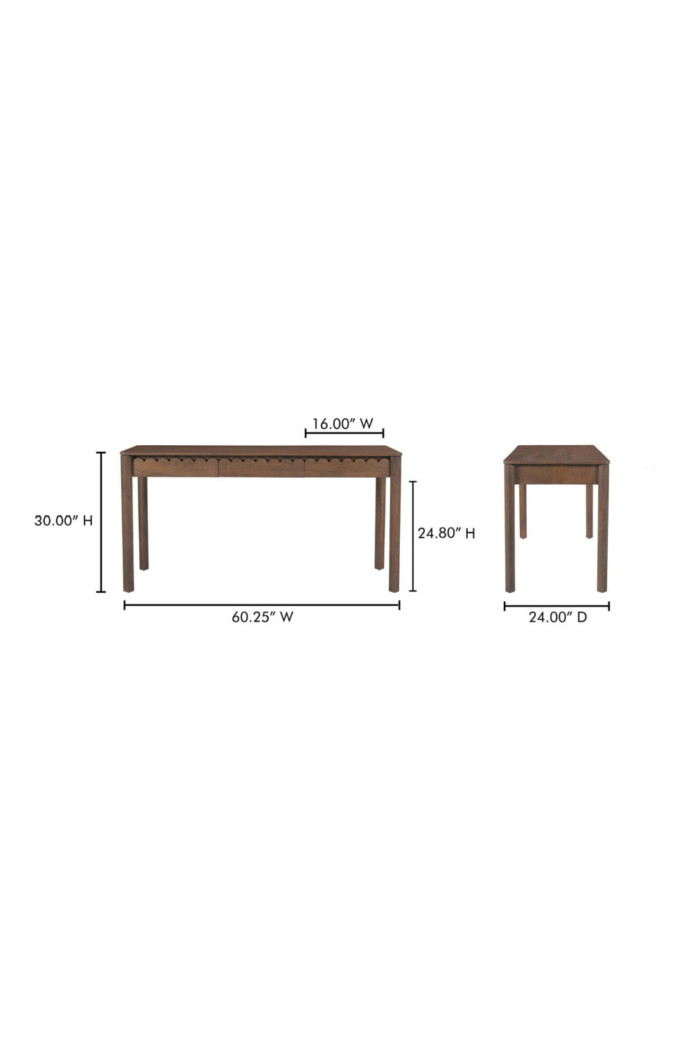 Modern European furniture - Scalloped Edge Wooden 3-Drawer Desk - www.oroa.com