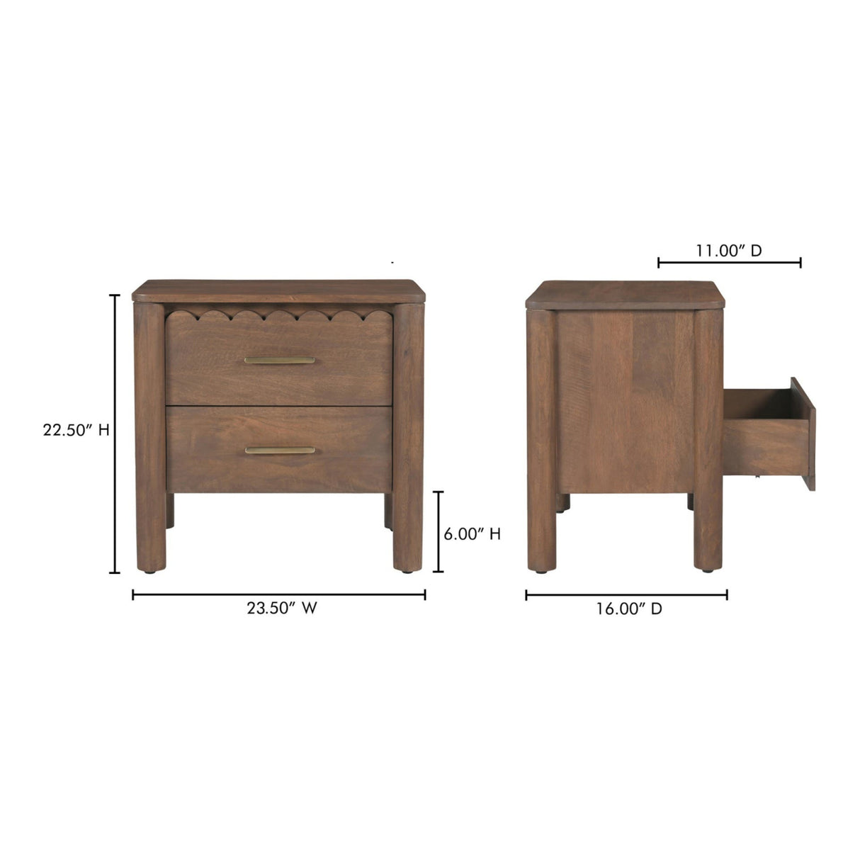 Modern European furniture - Scalloped-Edge 2-Drawer Nightstand - www.oroa.com | Oroa.com