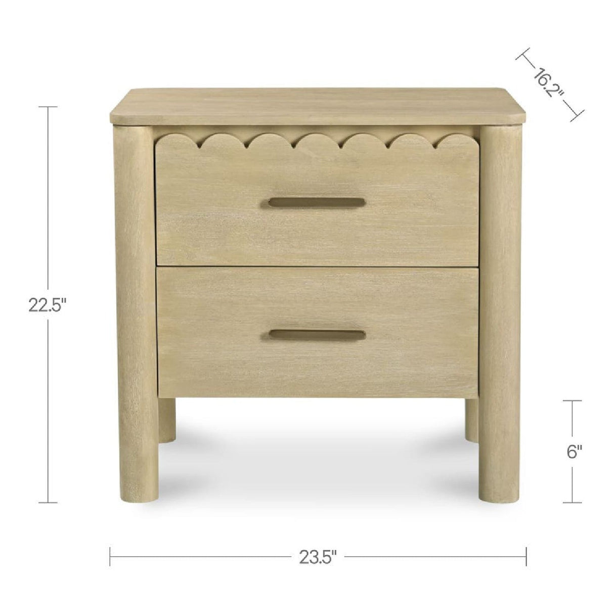 Modern European furniture - Scalloped-Edge 2-Drawer Nightstand - www.oroa.com