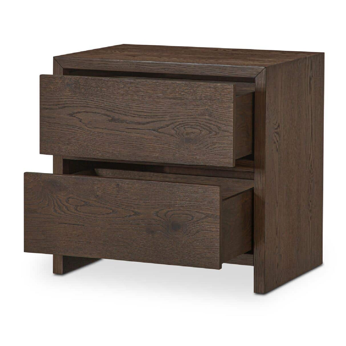 Brown Oak 2-Drawer Nightstand | Novi Living Jenson