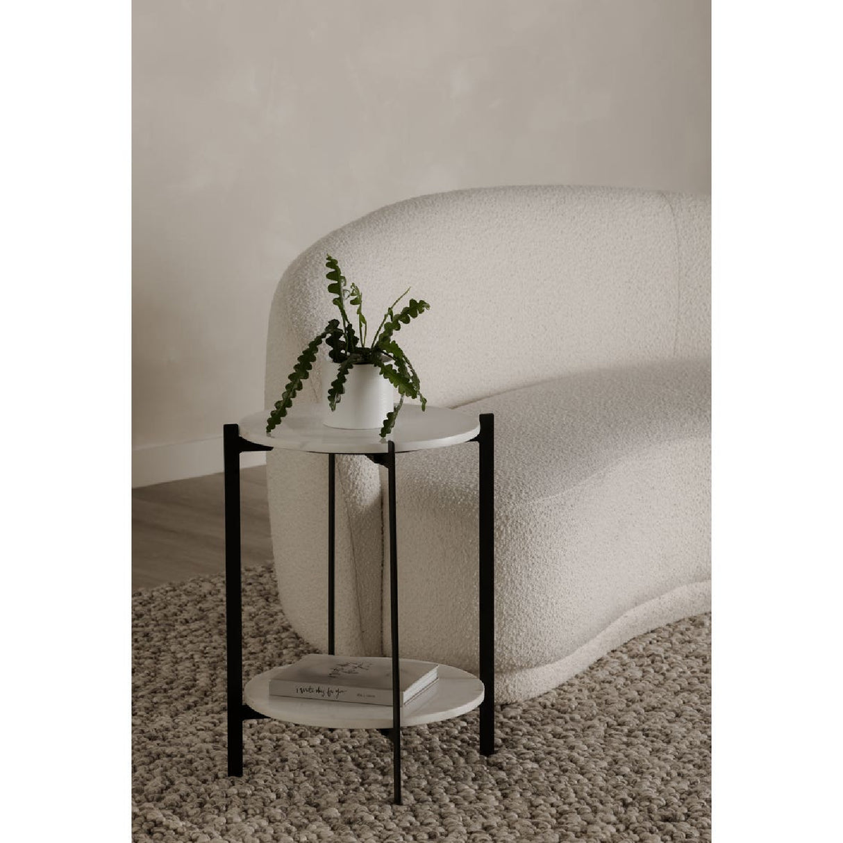 Modern European furniture - White Marble 2-Layer Accent Table - www.oroa.com