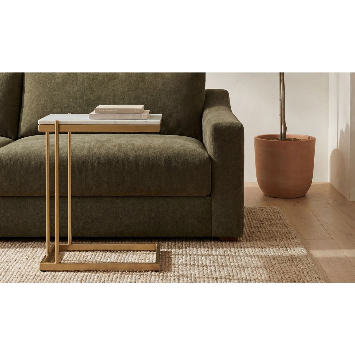 Modern European furniture - Gold-Framed Marble Side Table - www.oroa.com