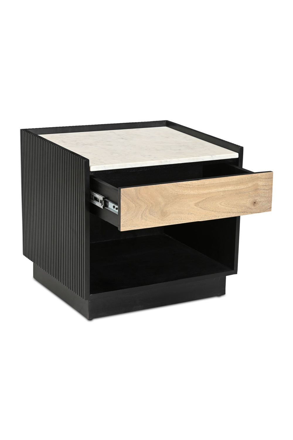 Modern European furniture - Marble Top Black Nightstand - www.oroa.com