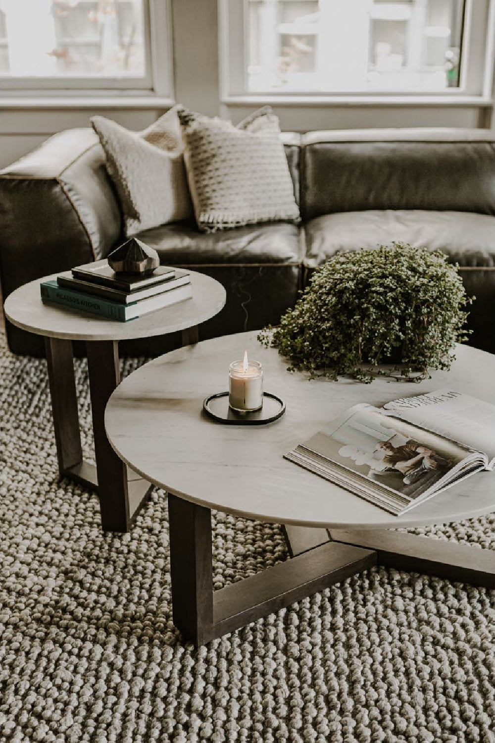 Modern European furniture - Gray Marble Side Table - www.oroa.com