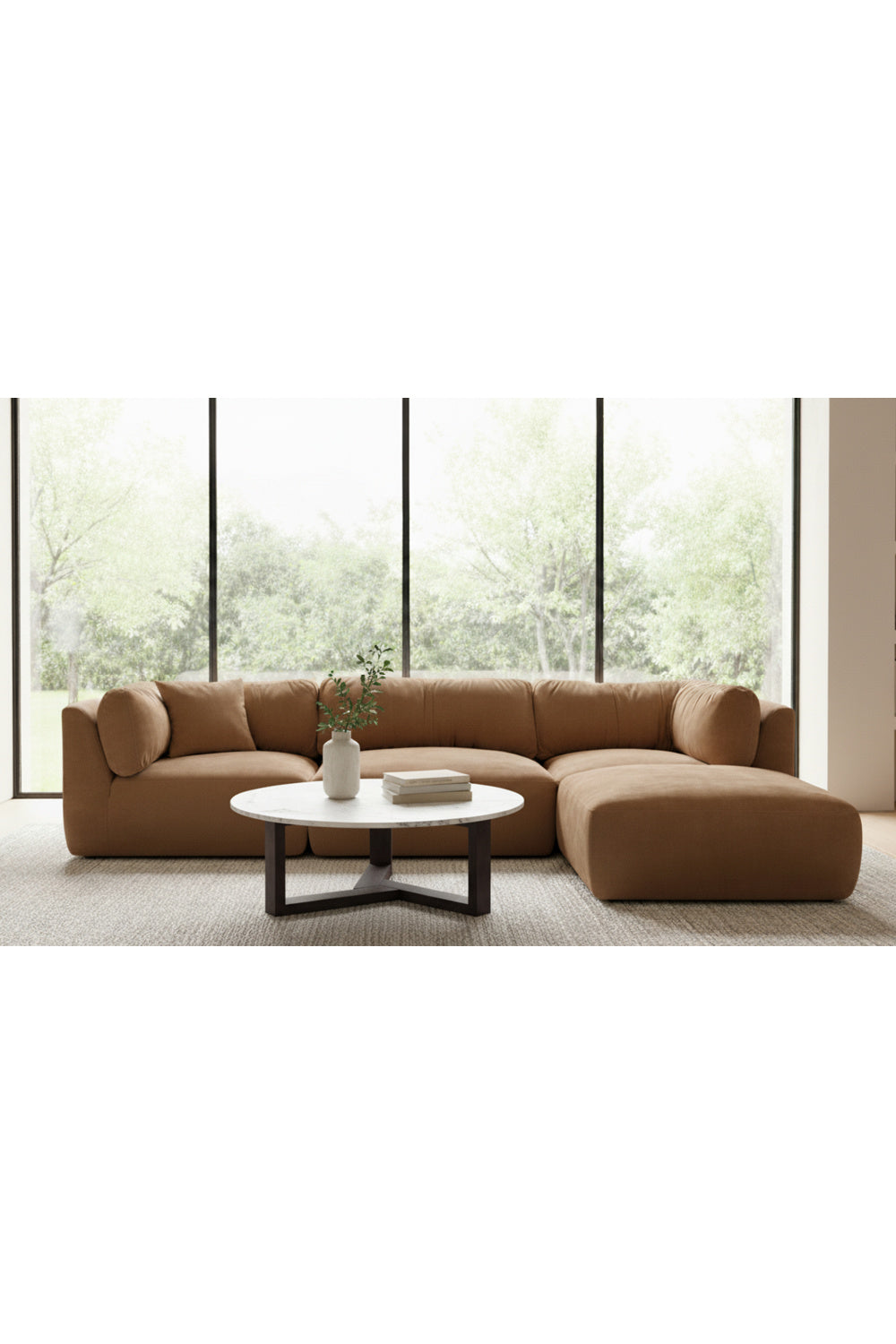 Modern European furniture - Wooden Base Marble Coffee Table - www.oroa.com