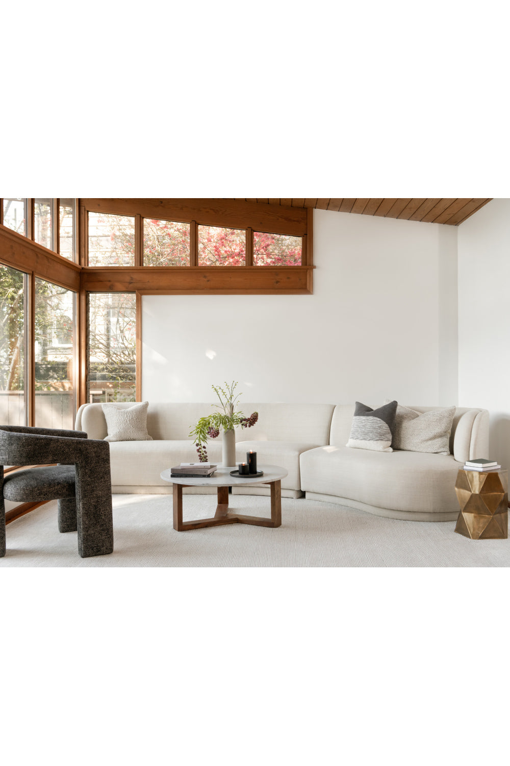 Modern European furniture - Wooden Base Marble Coffee Table - www.oroa.com