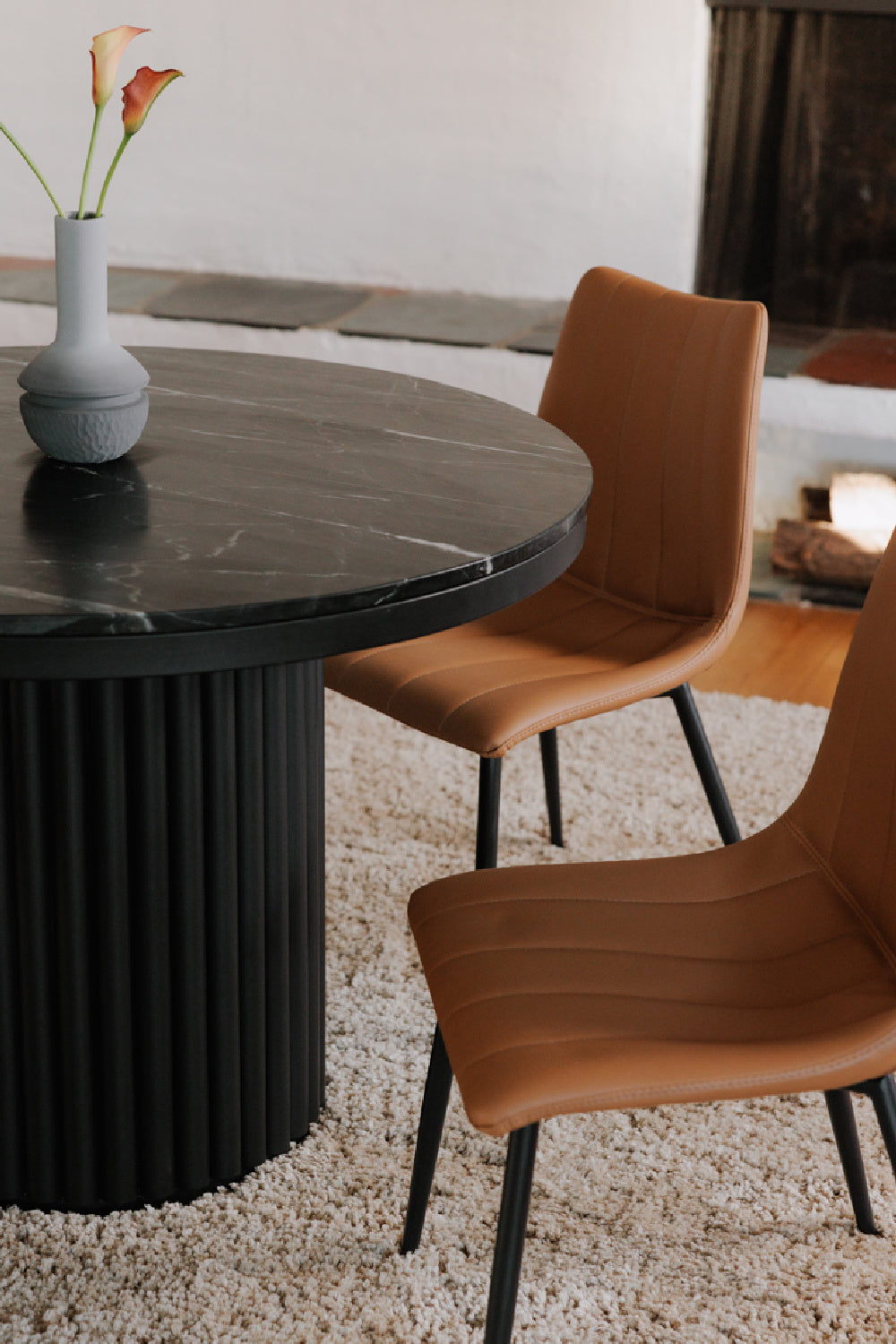 Modern European furniture - Pillar Base Marble Dining Table - www.oroa.com
