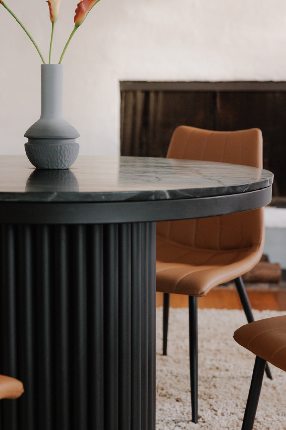 Modern European furniture - Pillar Base Marble Dining Table - www.oroa.com