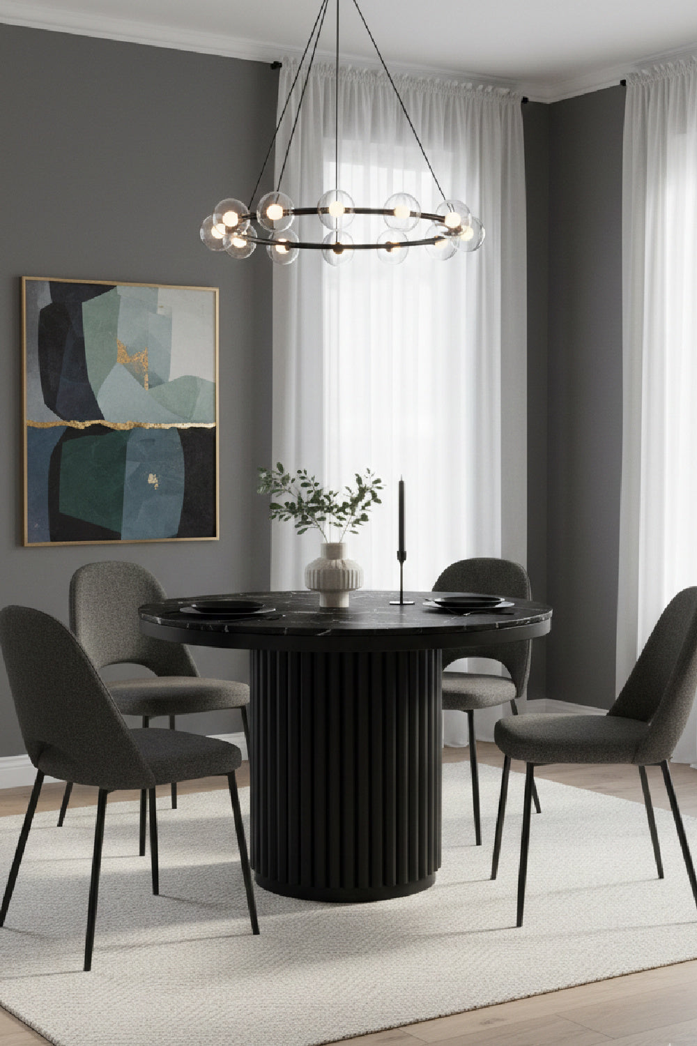 Modern European furniture - Pillar Base Marble Dining Table - www.oroa.com