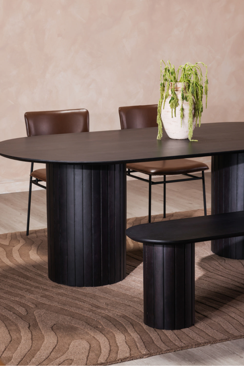 Modern European furniture - Black Acacia Wood Dining Table - www.oroa.com