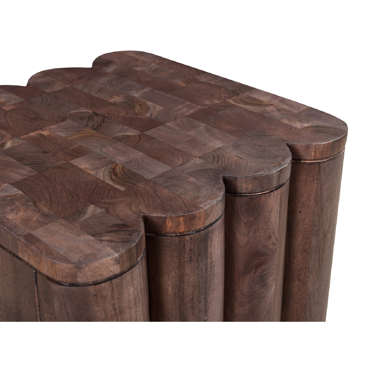 Modern European furniture - Scalloped Brown Acacia Accent Table - www.oroa.com