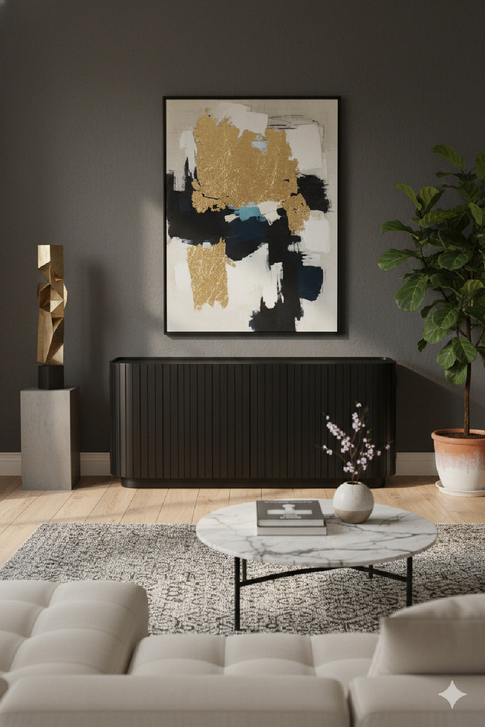 Modern European furniture - Black Acacia 4-Door Sideboard - www.oroa.com