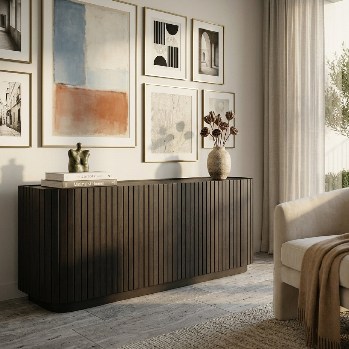 Modern European furniture - Black Acacia 4-Door Sideboard - www.oroa.com