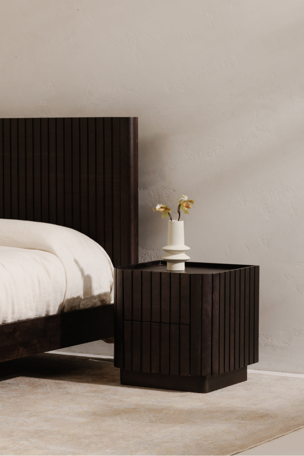 Modern European furniture - Black Acacia 2-Drawer Nightstand - www.oroa.com