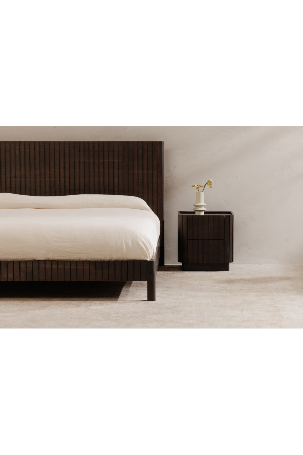 Modern European furniture - Black Acacia 2-Drawer Nightstand - www.oroa.com