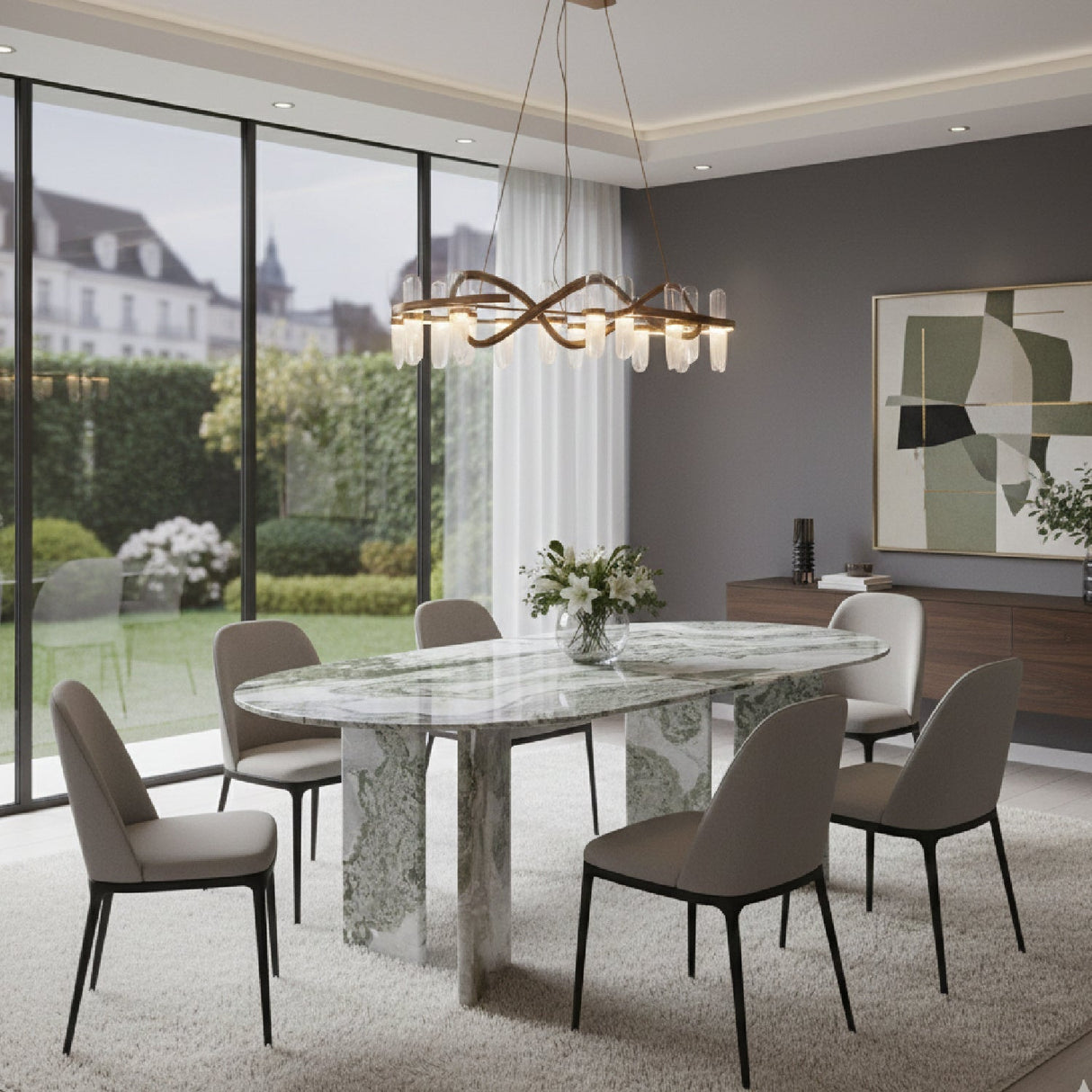 Modern European furniture - Green Onyx Marble Dining Table - www.oroa.com