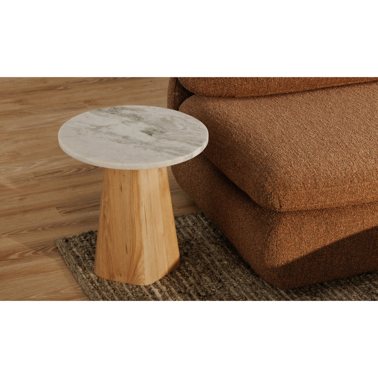 Modern European furniture - Round Gray Marble Accent Table - www.oroa.com