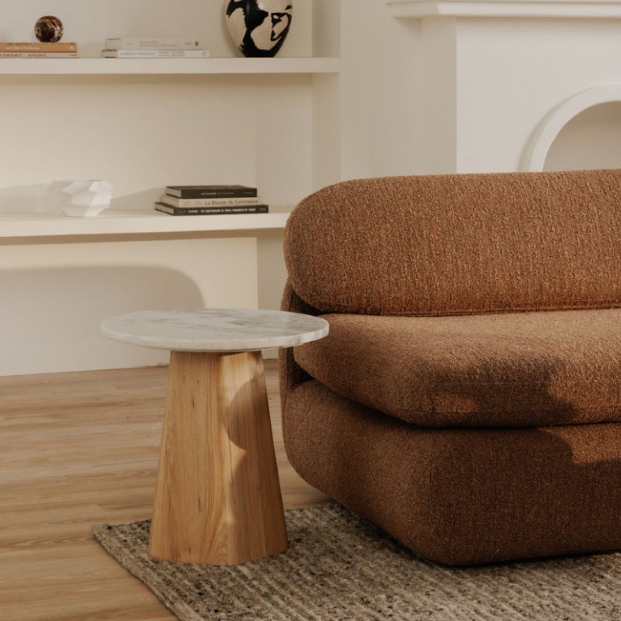 Modern European furniture - Round Gray Marble Accent Table - www.oroa.com