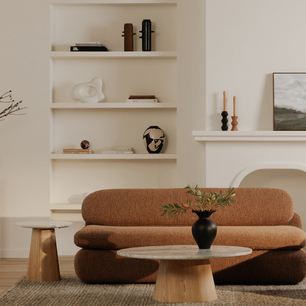 Modern European furniture - Round Gray Marble Accent Table - www.oroa.com