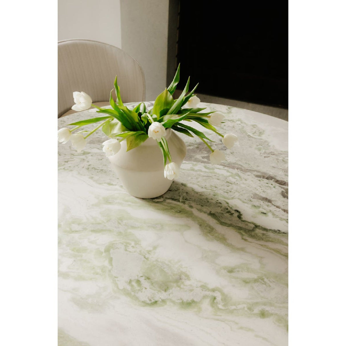 Modern European furniture - Round Onyx Marble Dining Table - www.oroa.com