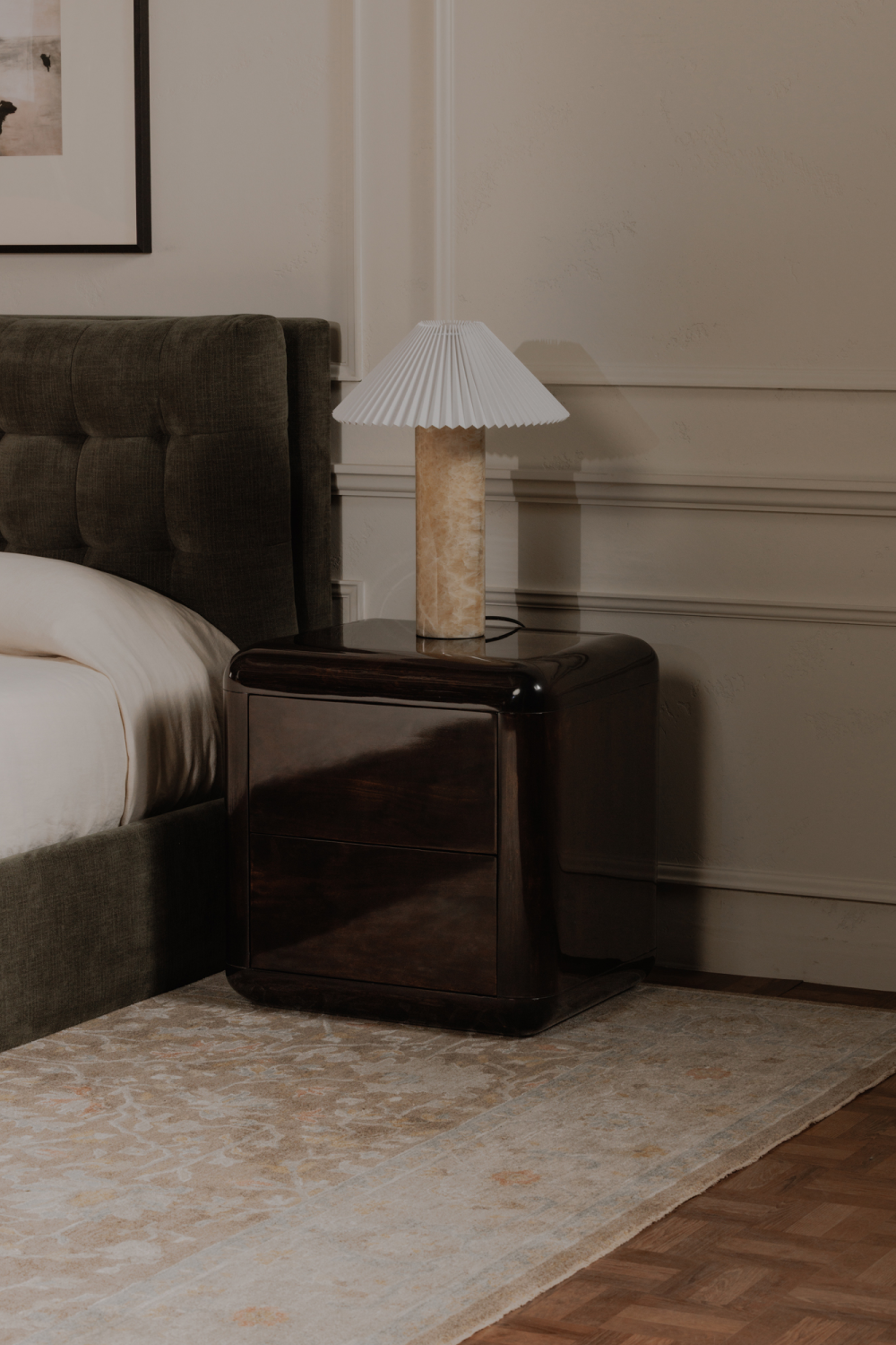 Modern European furniture - 2-Drawer Brown Acacia Nightstand - www.oroa.com