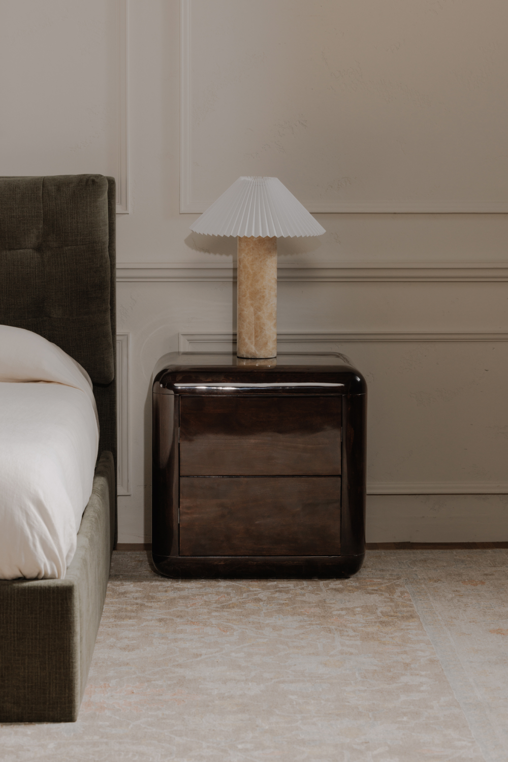 Modern European furniture - 2-Drawer Brown Acacia Nightstand - www.oroa.com