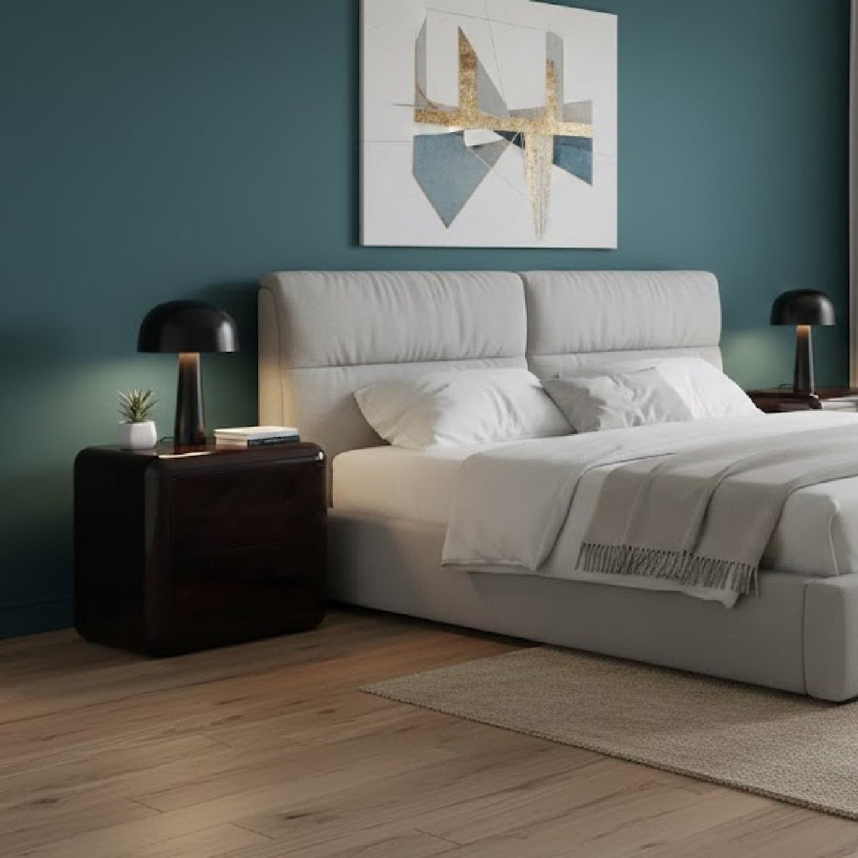 Modern European furniture - 2-Drawer Brown Acacia Nightstand - www.oroa.com